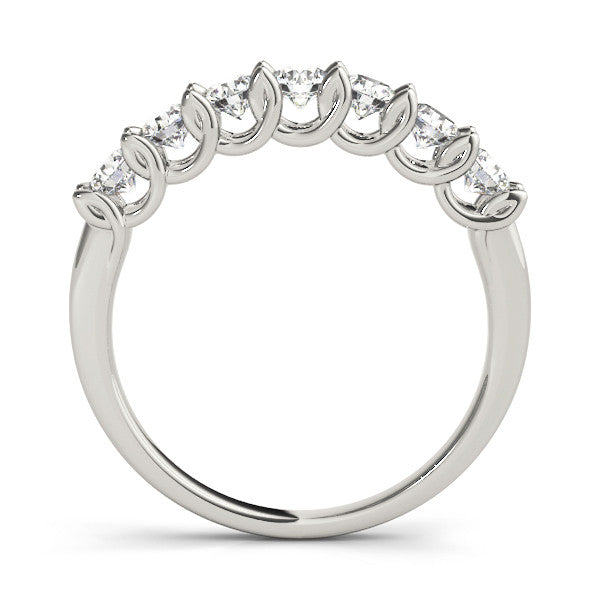 Silver Round Diamond Prong-Set Half Eternity Band