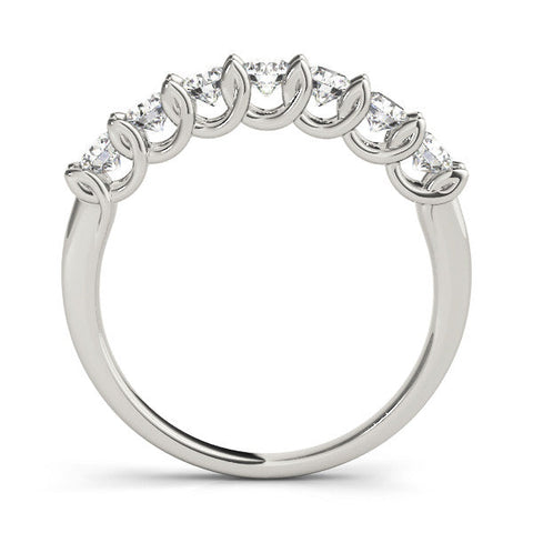 Silver Round Diamond Prong-Set Half Eternity Band