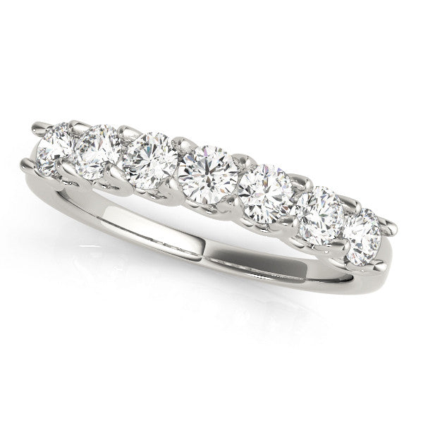 White gold Round Diamond Prong-Set Half Eternity Band