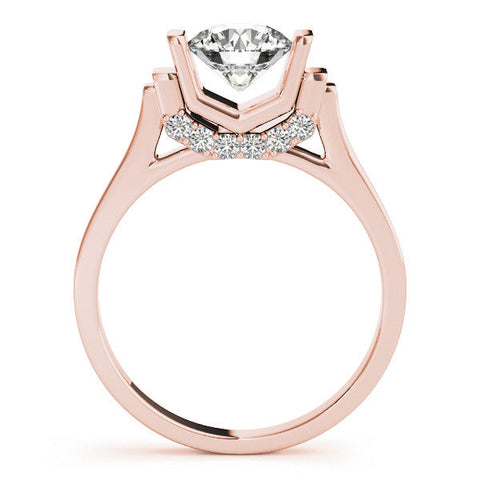 Rose gold Round Brilliant Solitaire Diamond Ring with Channel Set Band and Bar Prong Setting
