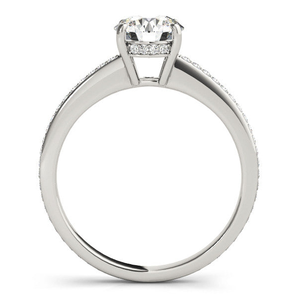 Silver Round Solitaire Pavé Band Prong Setting Ring