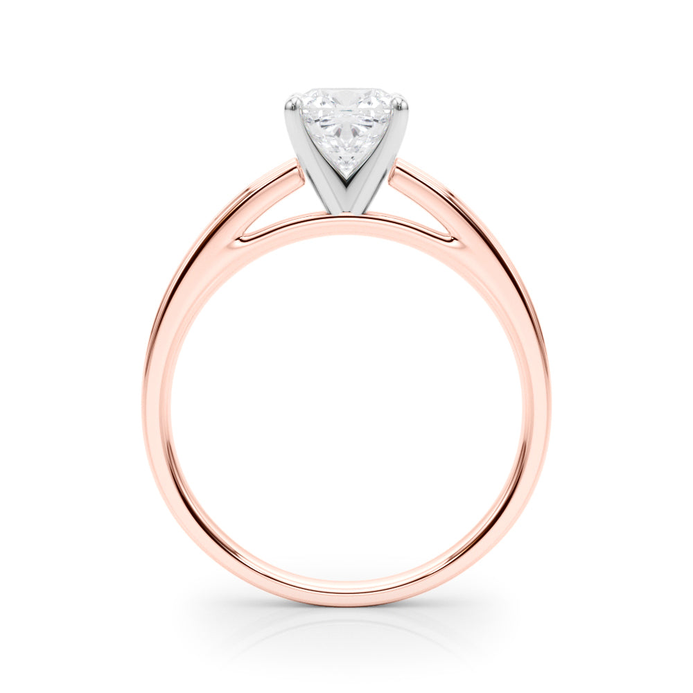 Rose gold Cushion Solitaire Diamond Ring with Four-Prong Setting and Classic Band