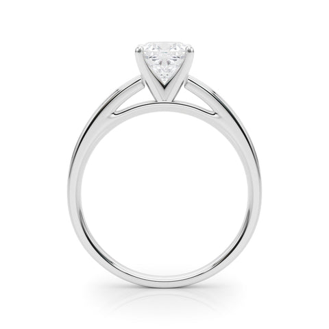 White gold Cushion Solitaire Diamond Ring with Four-Prong Setting and Classic Band