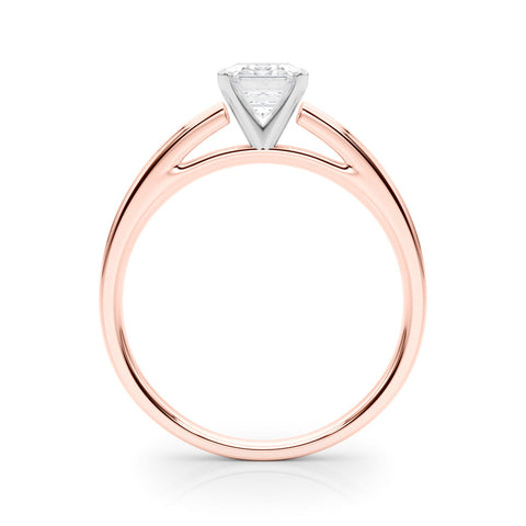 Rose gold Emerald Solitaire Diamond Ring with Four-Prong Setting and Classic Band