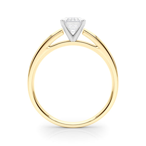 Yellow gold Emerald Solitaire Diamond Ring with Four-Prong Setting and Classic Band