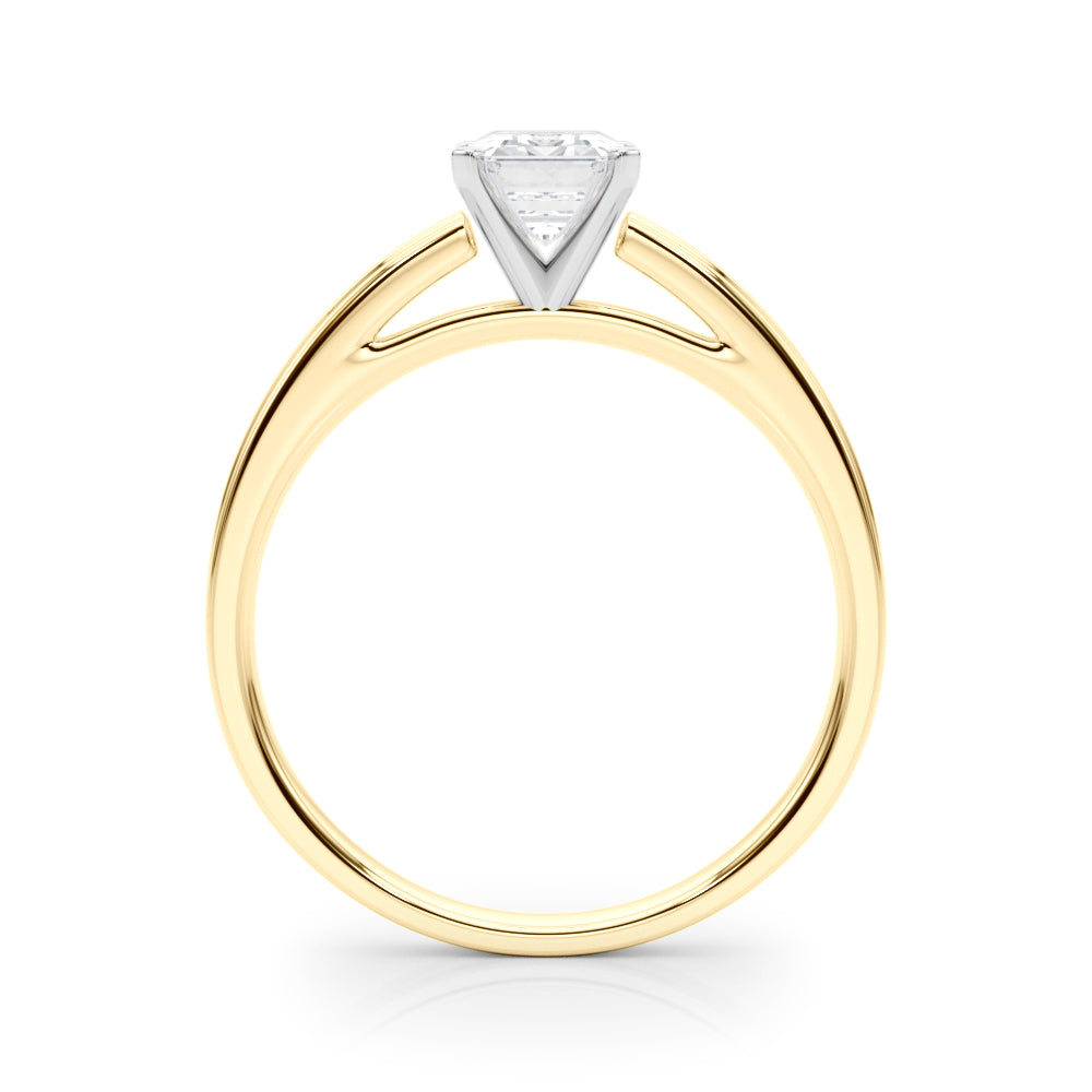 Yellow gold Emerald Solitaire Diamond Ring with Four-Prong Setting and Classic Band
