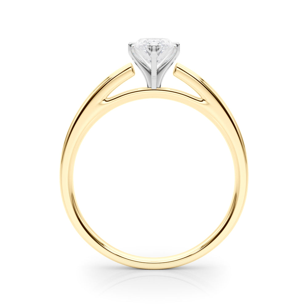 Yellow gold Marquise Solitaire Diamond Ring with Four-Prong Setting and Classic Band
