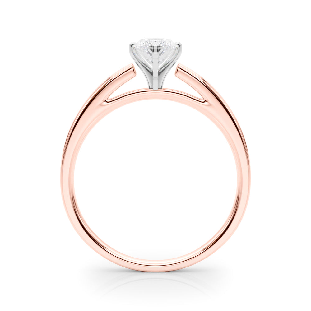 Rose gold Marquise Solitaire Diamond Ring with Four-Prong Setting and Classic Band