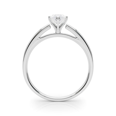 Platinum Marquise Solitaire Diamond Ring with Four-Prong Setting and Classic Band