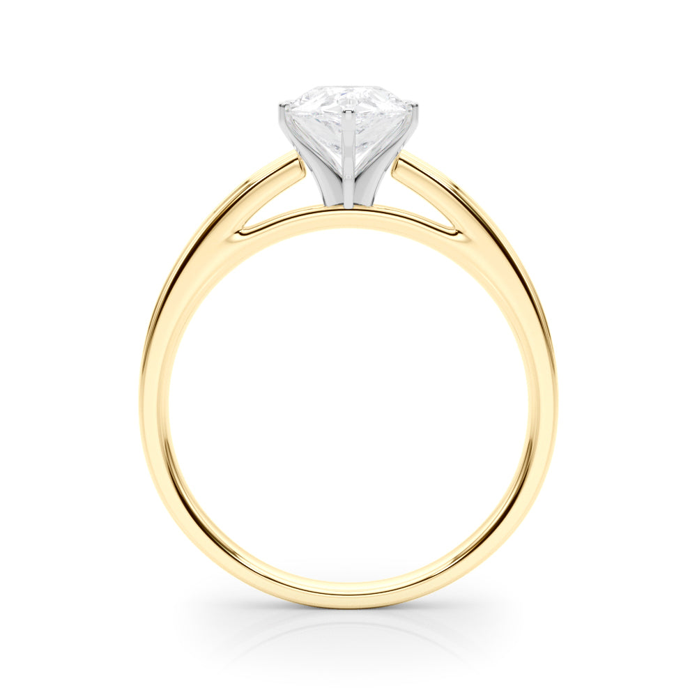 Yellow gold Pear Solitaire Diamond Ring with Four-Prong Setting and Classic Band