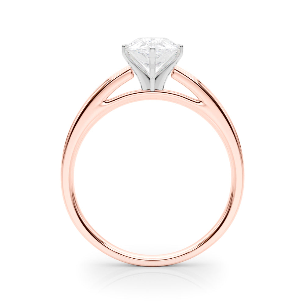 Rose gold Pear Solitaire Diamond Ring with Four-Prong Setting and Classic Band