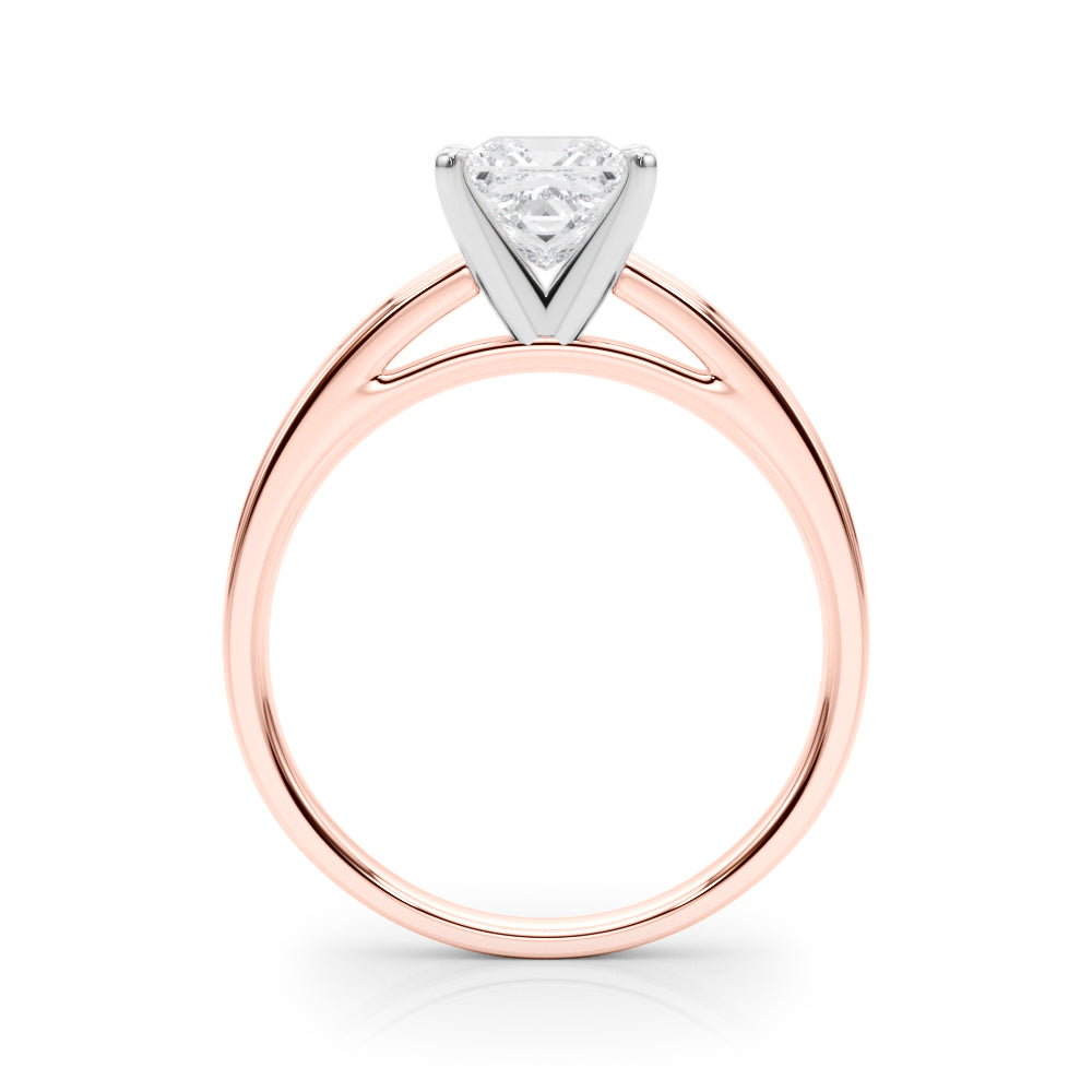 Rose gold Princess Solitaire Diamond Ring with Four-Prong Setting and Classic Band