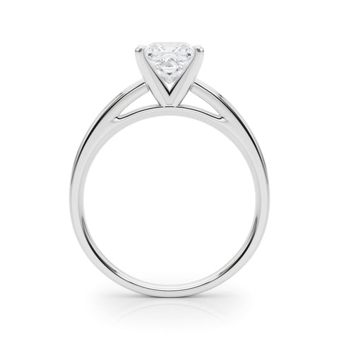 Platinum Princess Solitaire Diamond Ring with Four-Prong Setting and Classic Band