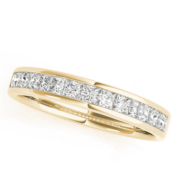 Yellow gold Princess Cut Diamond Channel Set Eternity Band