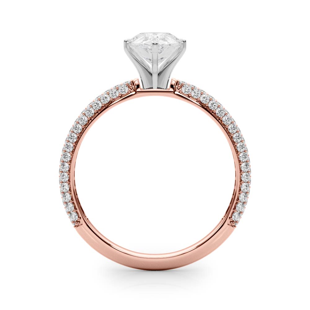 Rose gold Pear Solitaire with Pave Band and Four-Prong Setting