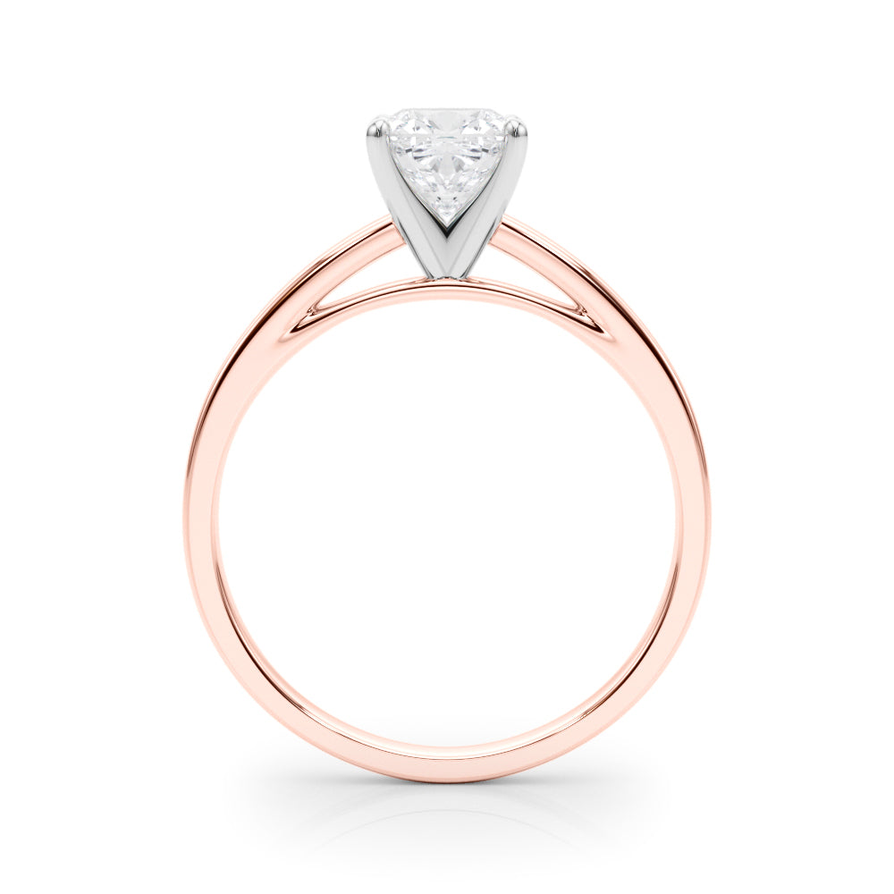 Rose gold Cushion Solitaire Diamond Engagement Ring with Four-Prong Setting on a Classic Band