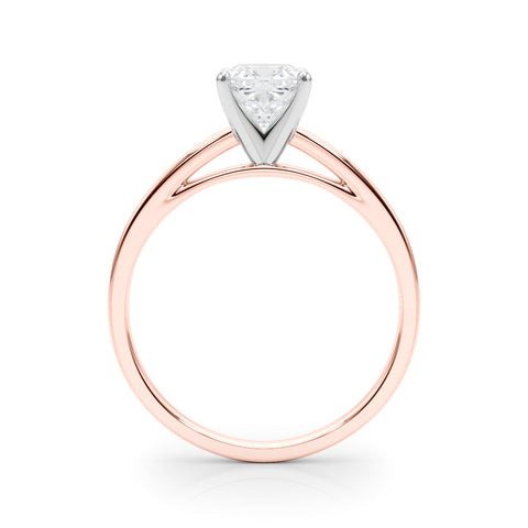 Rose gold Cushion Solitaire Diamond Engagement Ring with Four-Prong Setting on a Classic Band