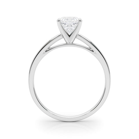 Platinum Cushion Solitaire Diamond Engagement Ring with Four-Prong Setting on a Classic Band