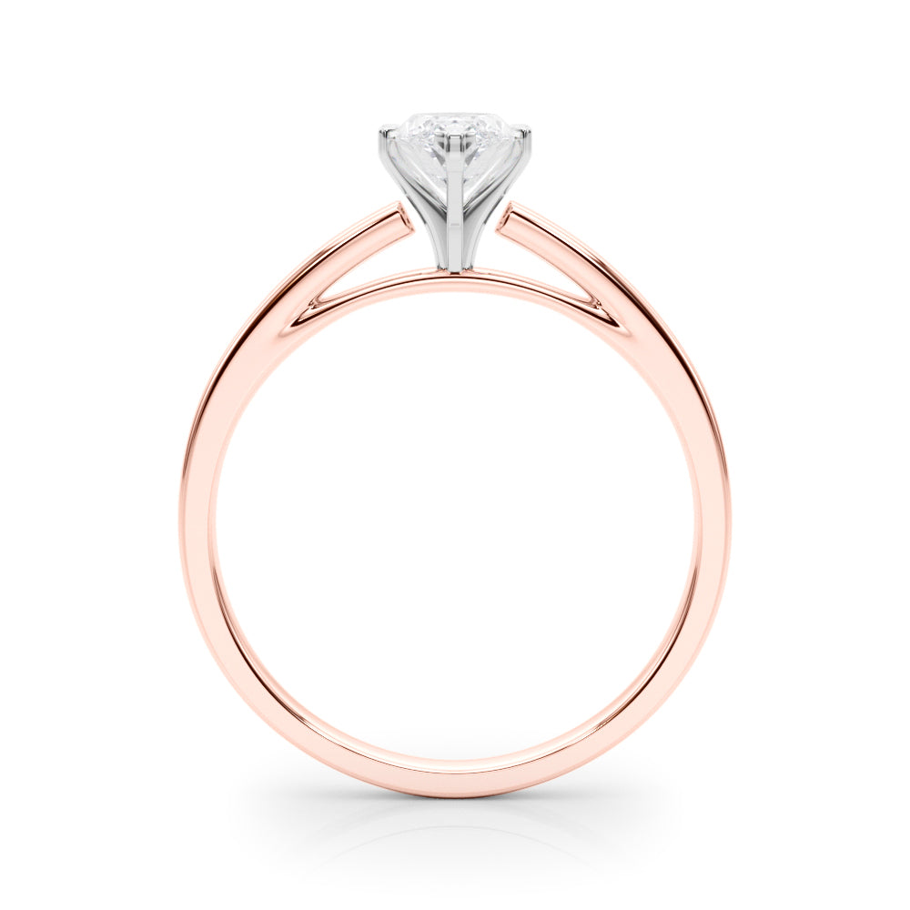 Rose gold Marquise Solitaire Diamond Engagement Ring with Four-Prong Setting on a Classic Band