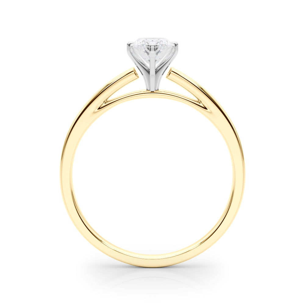 Yellow gold Marquise Solitaire Diamond Engagement Ring with Four-Prong Setting on a Classic Band