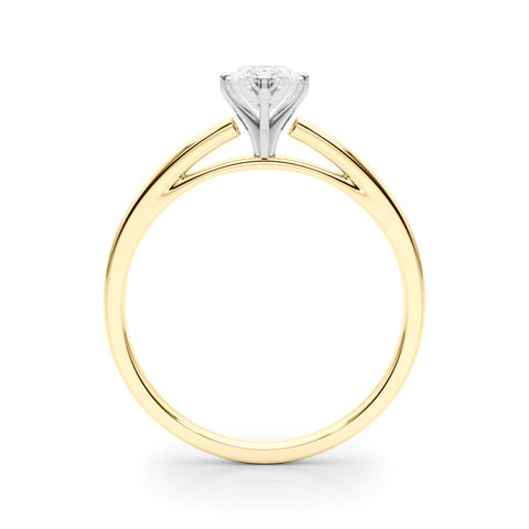 Yellow gold Marquise Solitaire Diamond Engagement Ring with Four-Prong Setting on a Classic Band