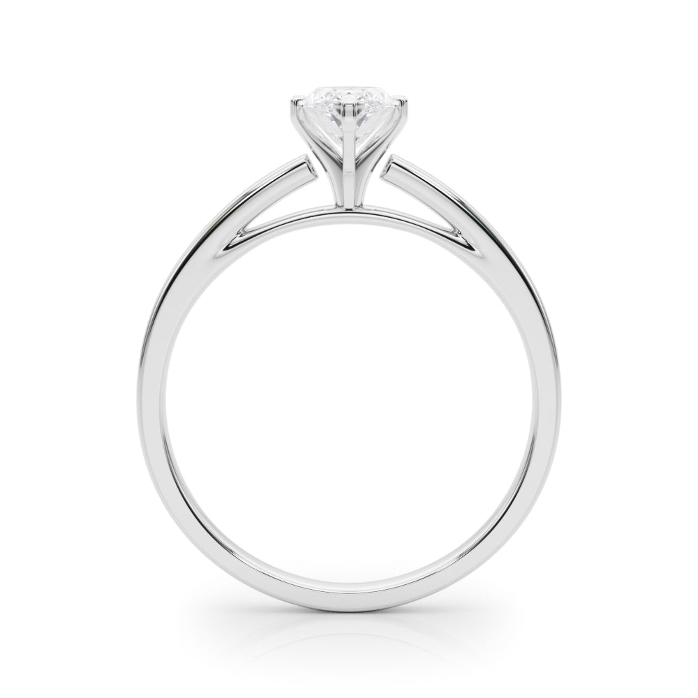 White gold Marquise Solitaire Diamond Engagement Ring with Four-Prong Setting on a Classic Band