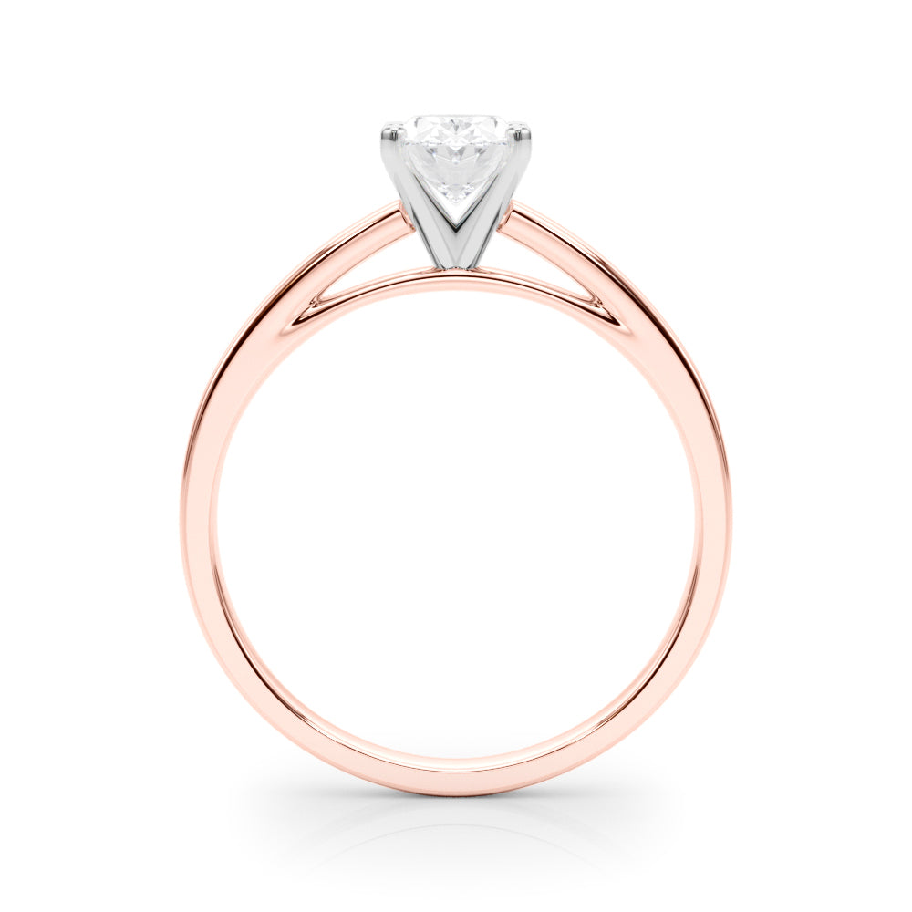 Rose gold Oval Solitaire Diamond Engagement Ring with Four-Prong Setting on a Classic Band