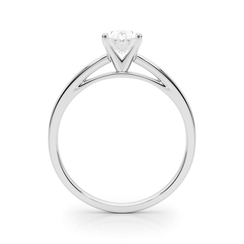 Silver Oval Solitaire Diamond Engagement Ring with Four-Prong Setting on a Classic Band