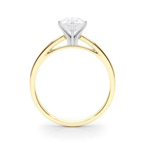 Yellow gold Pear Solitaire Diamond Engagement Ring with Four-Prong Setting on a Classic Band