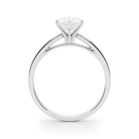 White gold Pear Solitaire Diamond Engagement Ring with Four-Prong Setting on a Classic Band