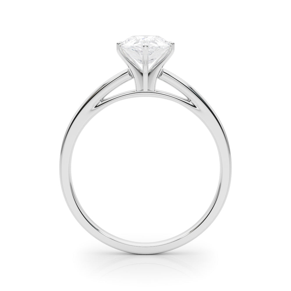 White gold Pear Solitaire Diamond Engagement Ring with Four-Prong Setting on a Classic Band