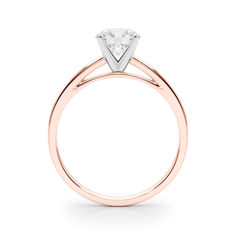 Rose gold Round Solitaire Diamond Engagement Ring with Four-Prong Setting on a Classic Band
