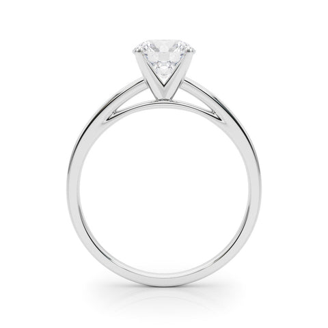 White gold Round Solitaire Diamond Engagement Ring with Four-Prong Setting on a Classic Band