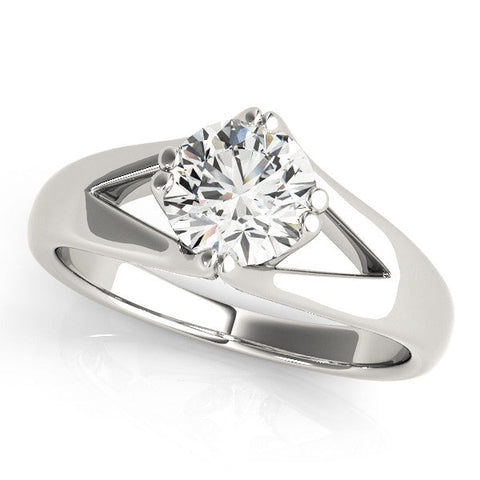 Platinum Round Solitaire Split Shank Prong Set Ring