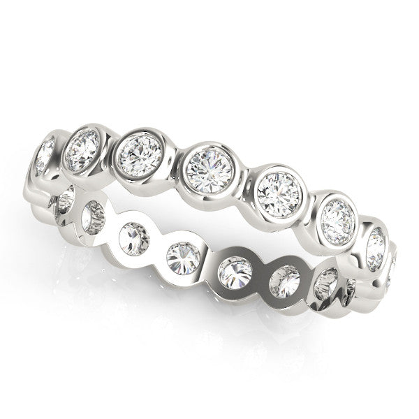 Silver Bezel-Set Round Diamond Eternity Band
