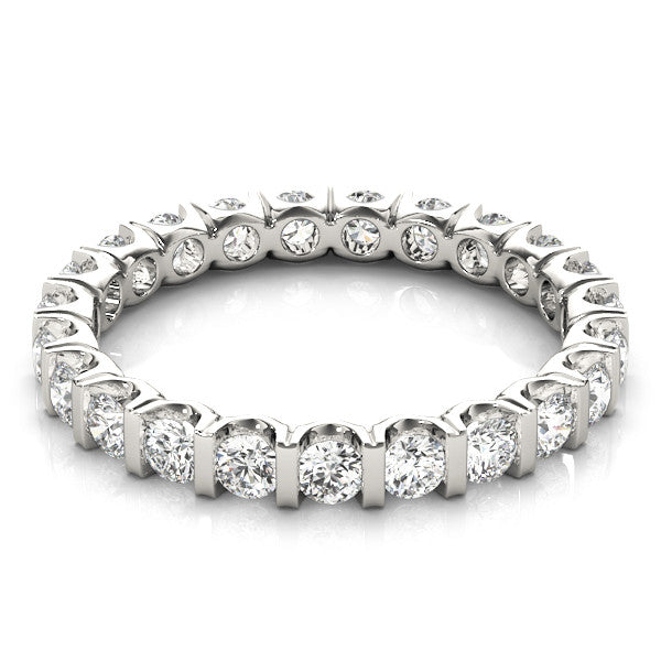 Silver Round-Cut Diamond Eternity Band with Channel Setting