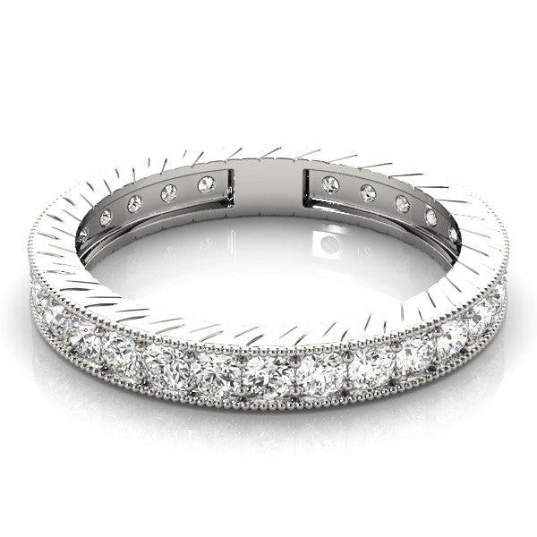 White gold Round Cut Diamond Milgrain Bezel Set Eternity Band
