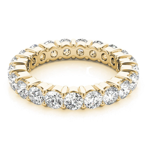 Yellow gold Round Diamond Eternity Band with U-Prong Setting