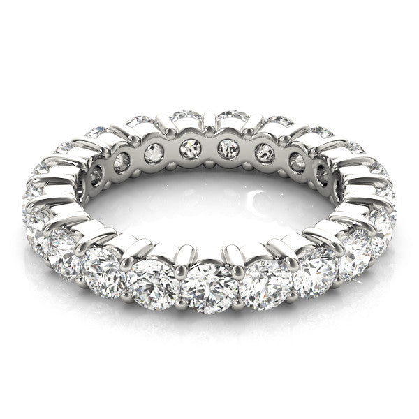 Silver Round Diamond Eternity Band with U-Prong Setting