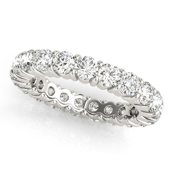 Silver Round Diamond Eternity Band with U-Prong Setting