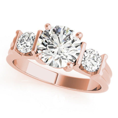Rose gold Three-Stone Round Cut Classic Band Prong Setting Ring