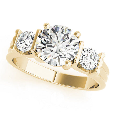 Yellow gold Three-Stone Round Cut Classic Band Prong Setting Ring