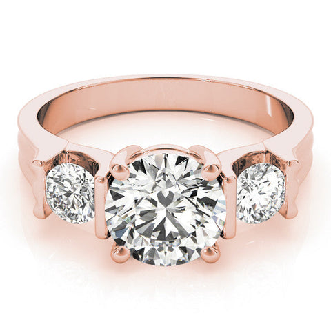Rose gold Three-Stone Round Cut Classic Band Prong Setting Ring