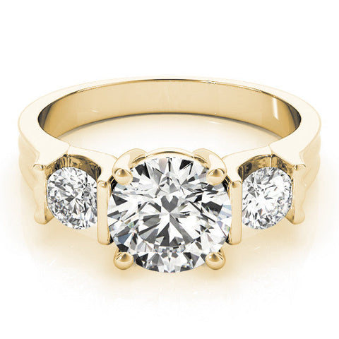 Yellow gold Three-Stone Round Cut Classic Band Prong Setting Ring