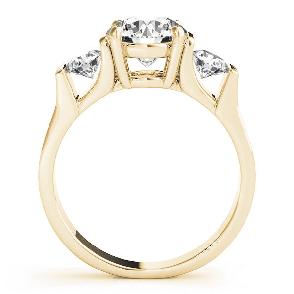 Yellow gold Three-Stone Round Cut Classic Band Prong Setting Ring