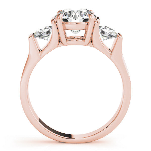 Rose gold Three-Stone Round Cut Classic Band Prong Setting Ring