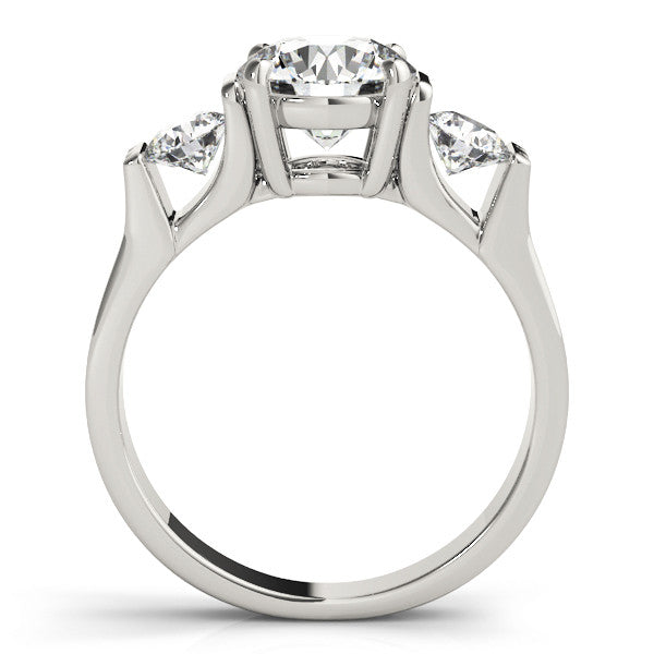 White gold Three-Stone Round Cut Classic Band Prong Setting Ring