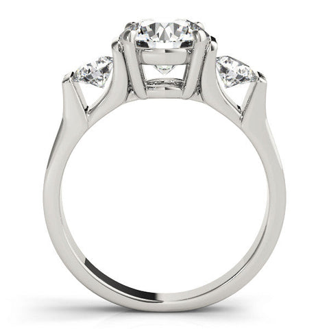 White gold Three-Stone Round Cut Classic Band Prong Setting Ring