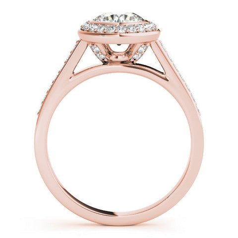 Rose gold Round Halo Bezel Diamond Pave Band Ring