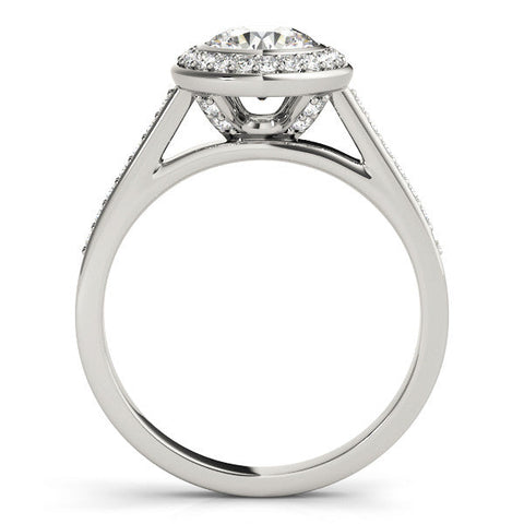 White gold Round Halo Bezel Diamond Pave Band Ring